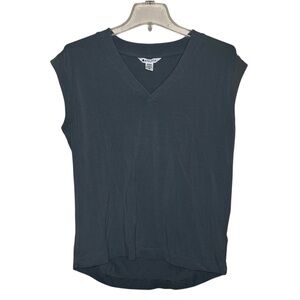 Athleta Avenue Tee Vneck Sleeveless Top Blue Gray Slate Size XS